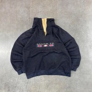 Vintage Santa Fe Embroidered Quarter Zip Pullover Fleece‎ Sweatshirt Mens Size S